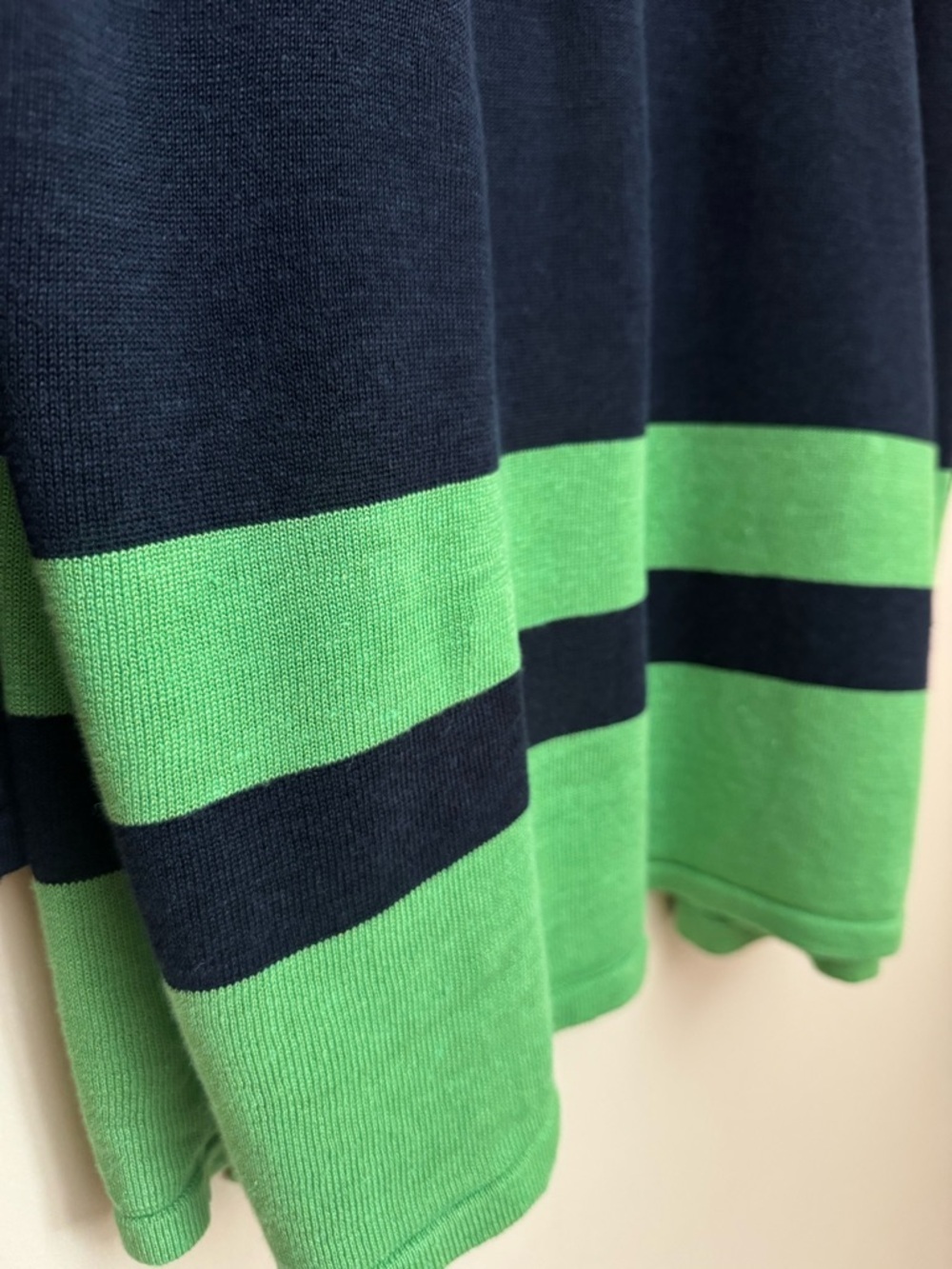 Lauren Ralph Lauren Linen Blend Border Stripe Cardigan Navy Green Size Large - Picture 5 of 6